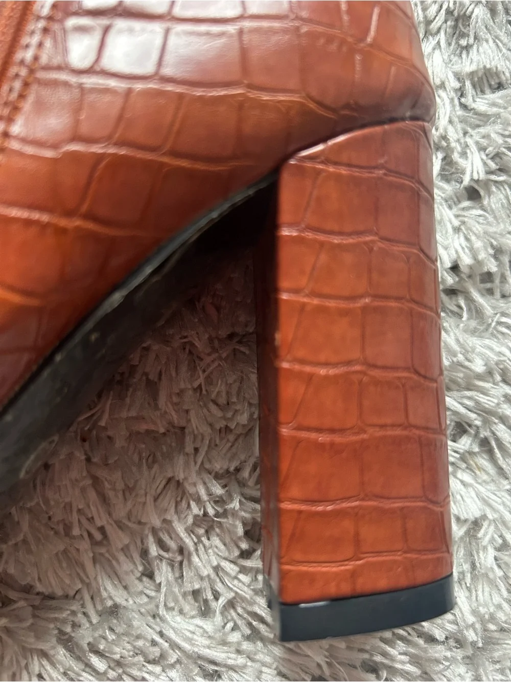 Women's Brown Croc-Embossed Over-the-Knee Boots