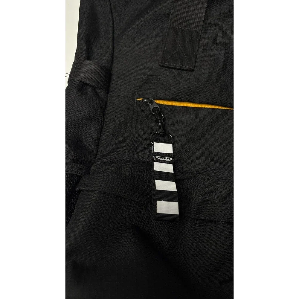 IKEA Unisex Varldens Backpack Black Yellow White Carry All Travel Tote