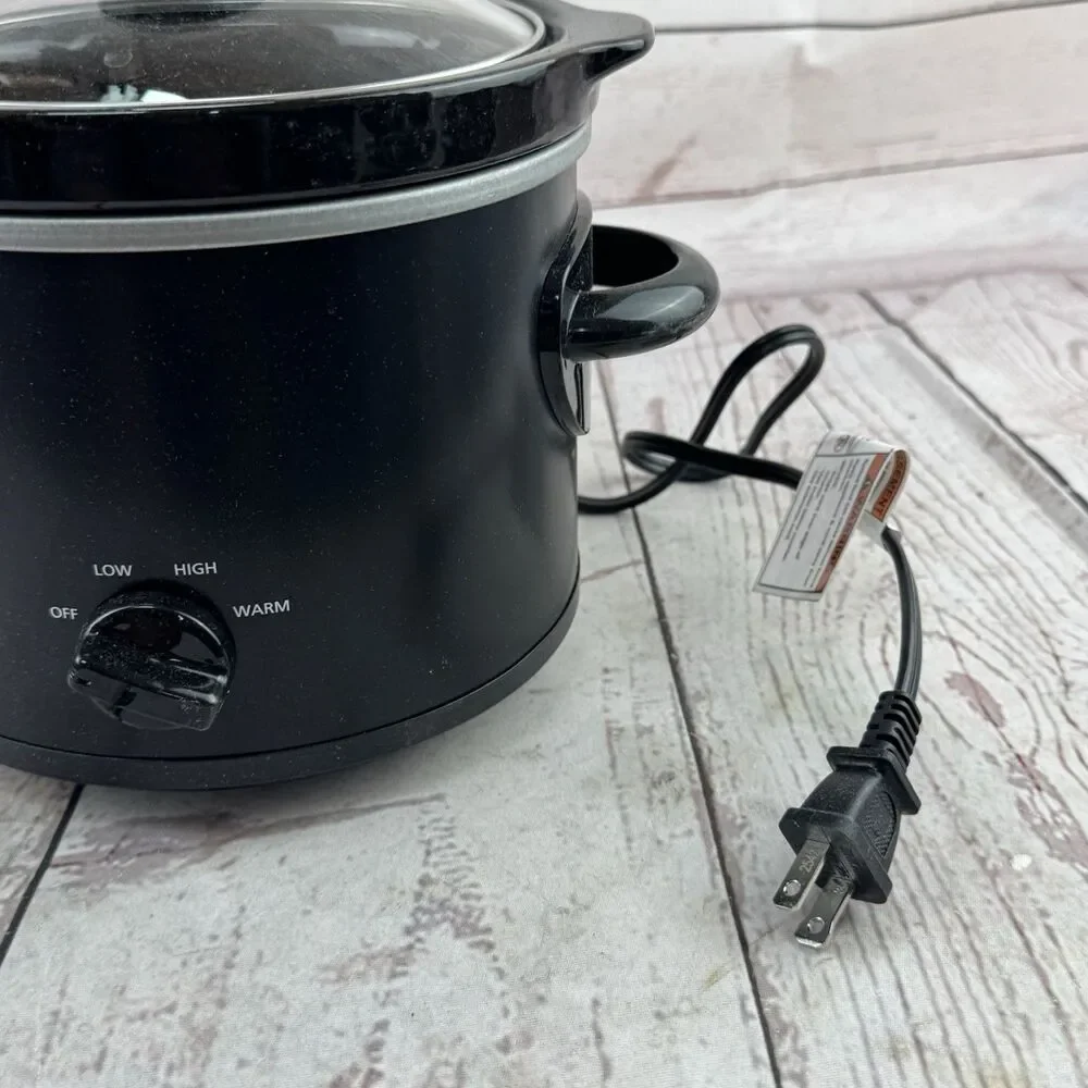 Mainstays 2 Qt Slow Cooker Matte Black Glass Lid Removable Crock