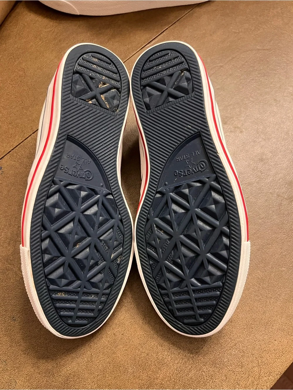 Converse Kids White Canvas Sneakers with Navy Trim and Red Star Accent