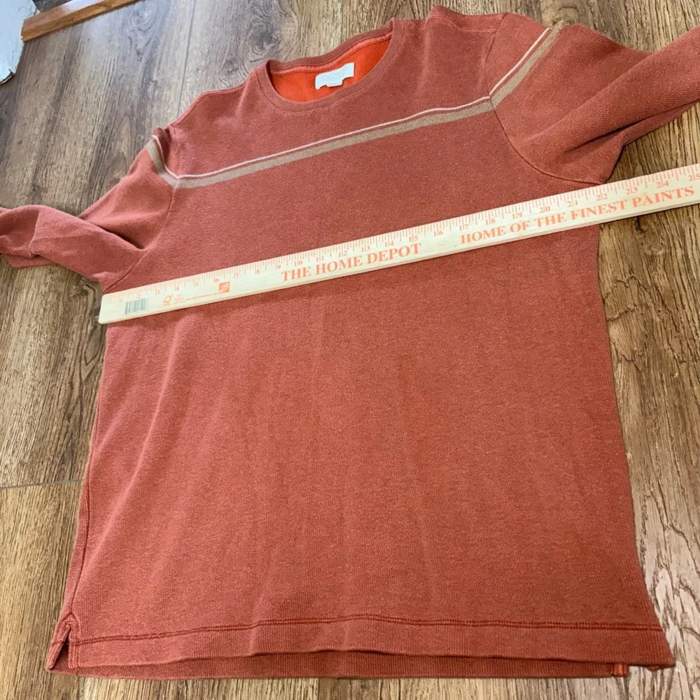 Banana Republic Mens L Burnt Orange Cotton Stripe Crewneck Sweater Skater y2k‎