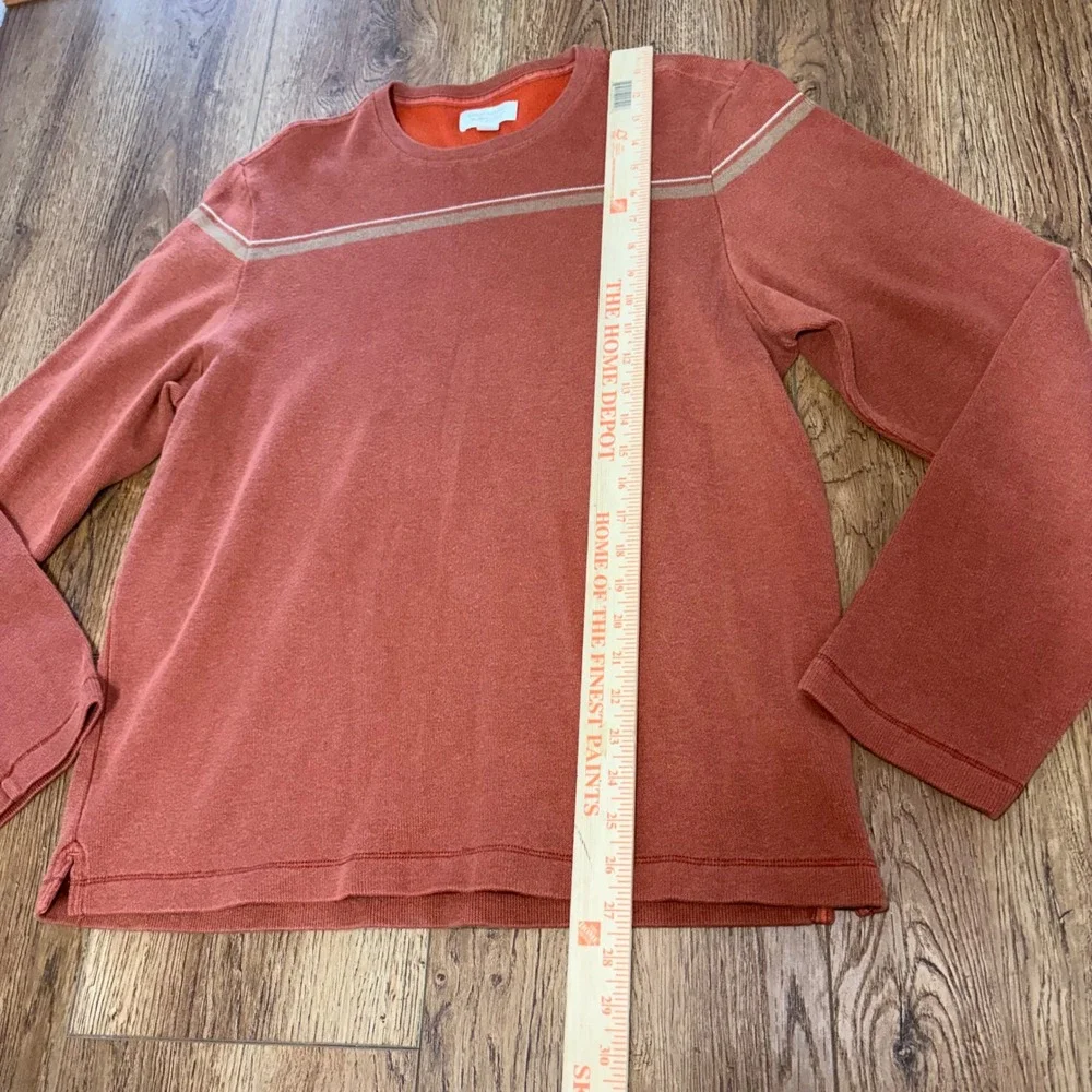 Banana Republic Mens L Burnt Orange Cotton Stripe Crewneck Sweater Skater y2k‎