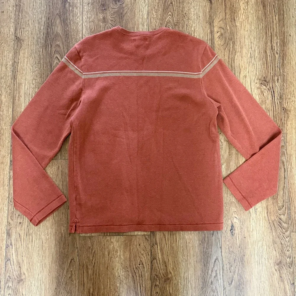 Banana Republic Mens L Burnt Orange Cotton Stripe Crewneck Sweater Skater y2k‎