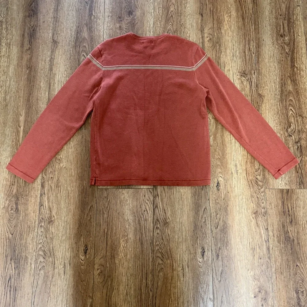 Banana Republic Mens L Burnt Orange Cotton Stripe Crewneck Sweater Skater y2k‎