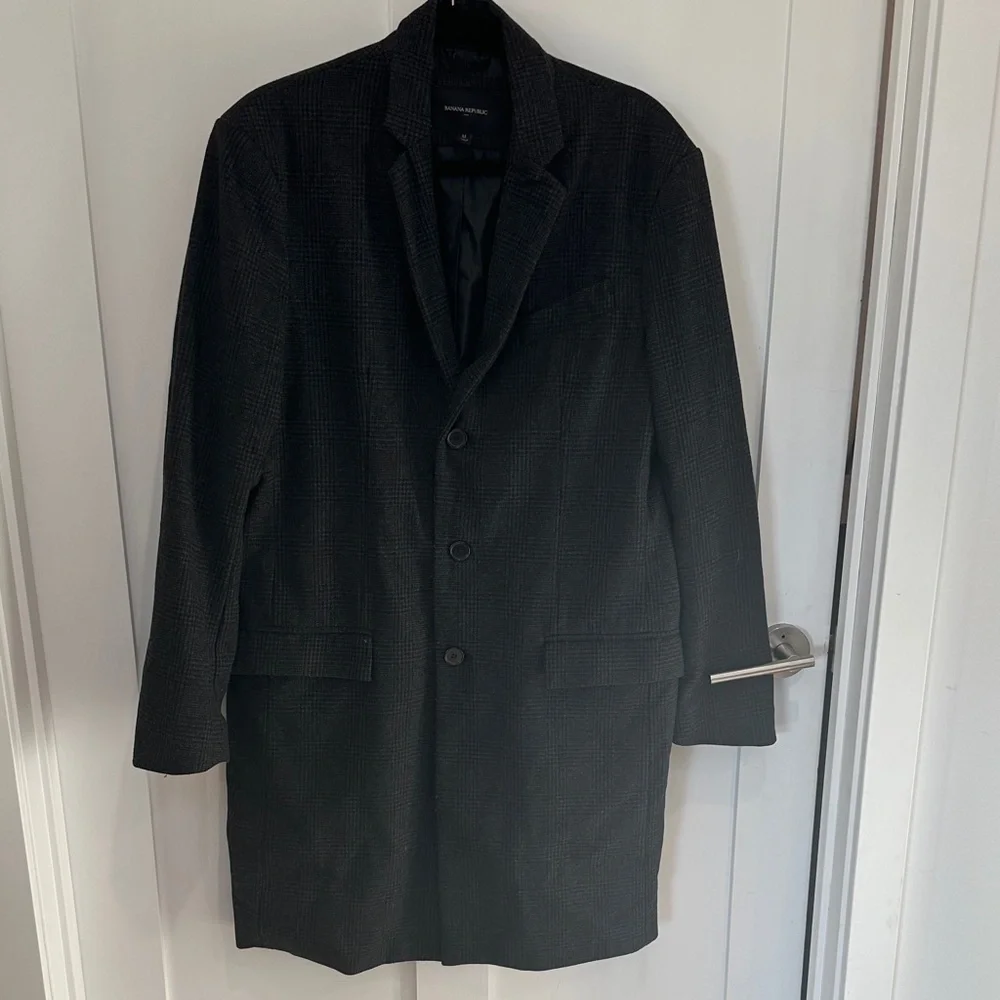 Banana Republic Men's grey and black top Coat
