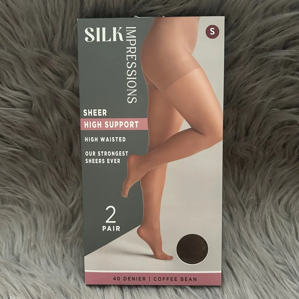 Silk Impressions High Support Sheer‎ Tights Womens Small Coffee Bean High Waist