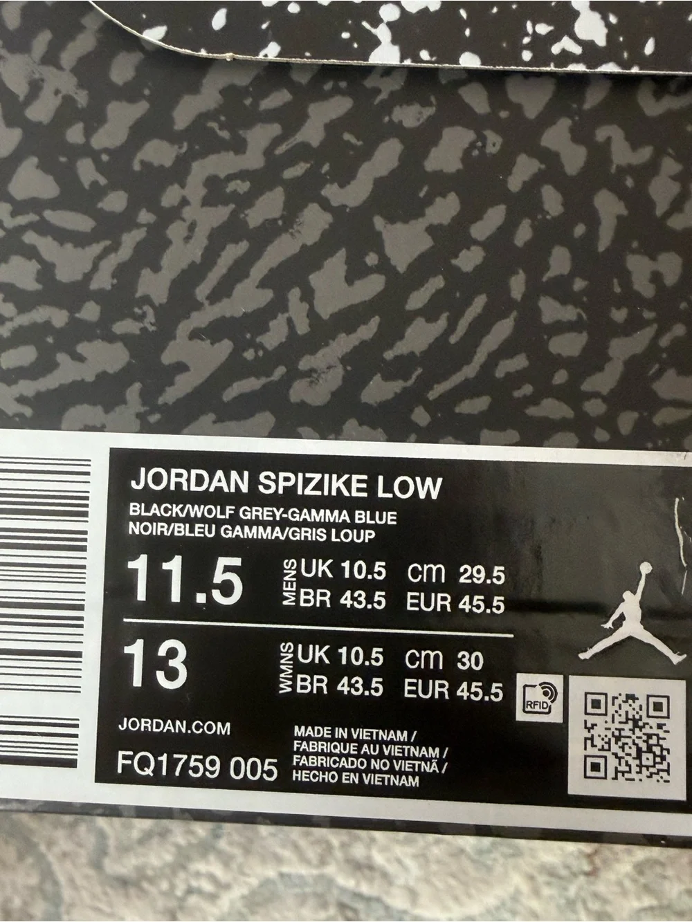 Jordan Spizike Low Black Wolf Grey Gamma Blue Sneakers