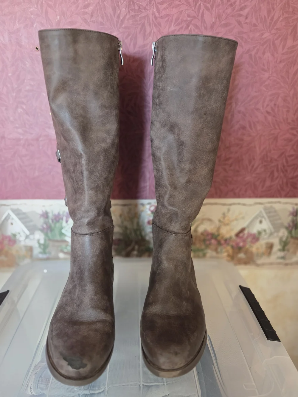 Women's Knee-High Zipper Brown Boots