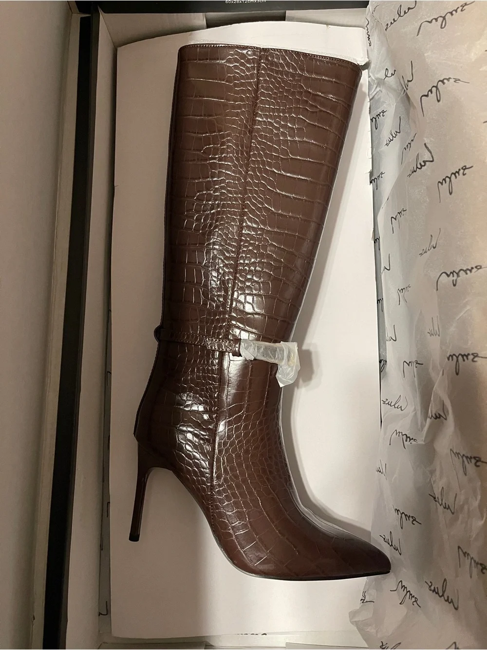 Lulu's Brown Croc-Embossed Over-the-Knee Pointed Boot