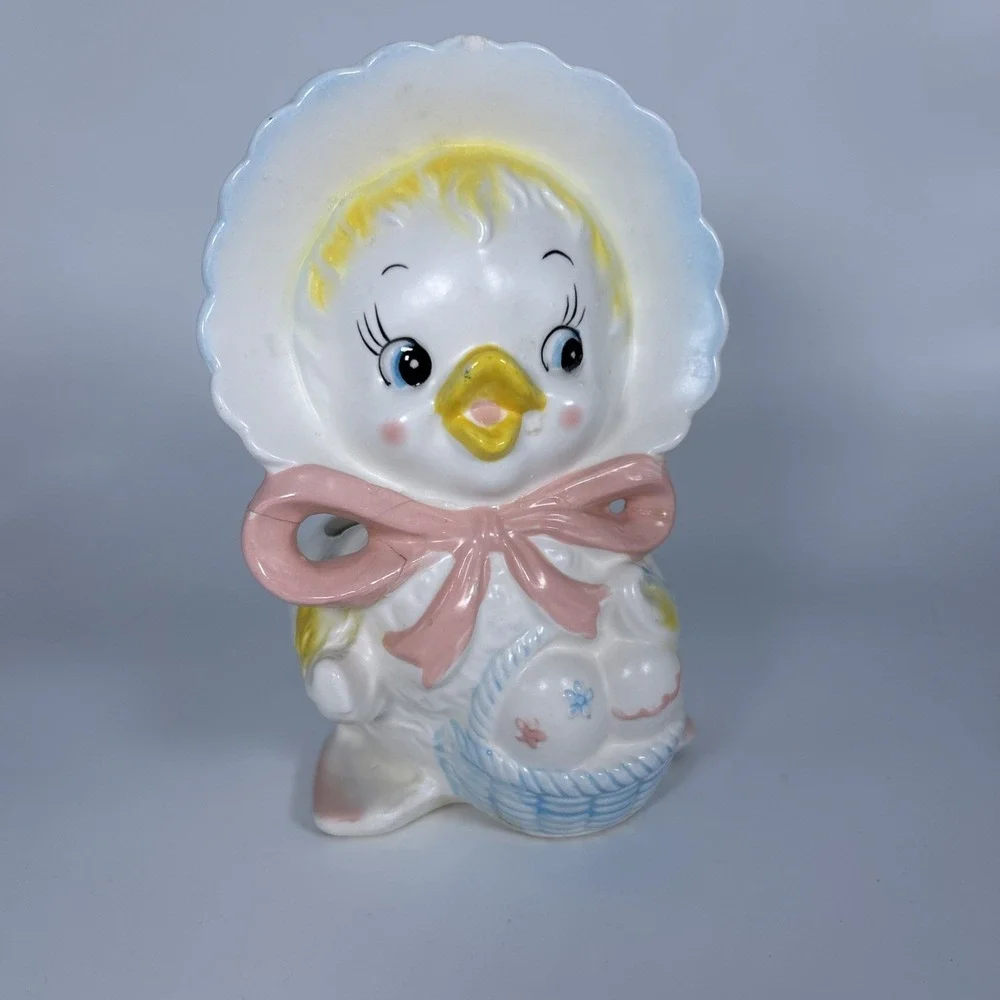 Vintage Mid Century Anthropomorphic Baby Duck Planter Japan 7x4 Repaired‎