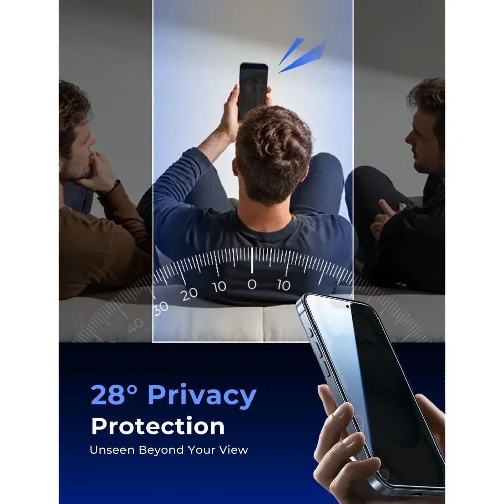 MAGIC JOHN 2 Pack Privacy Glass Screen Protector for iPhone 15 (6.1