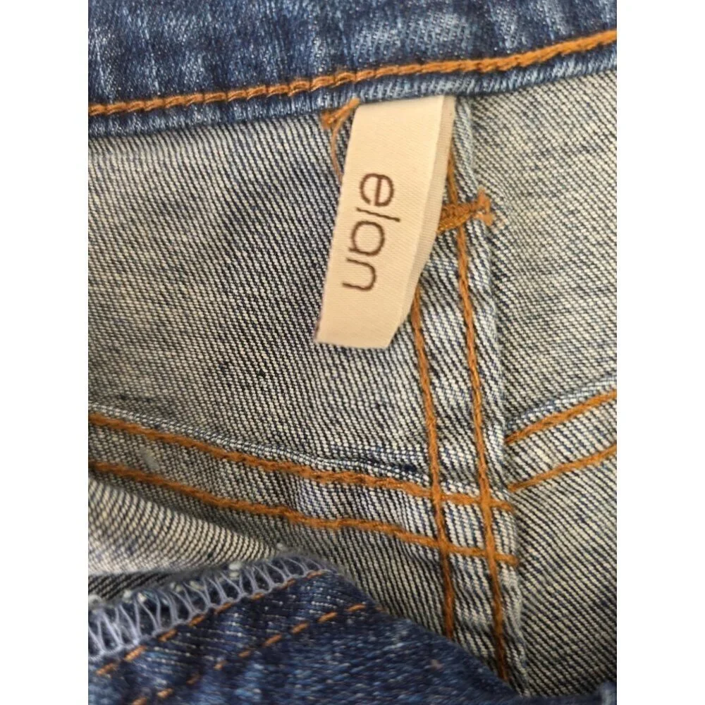 Elan Distressed Denim Shorts Women M Blue Fringe Hem Cutoff Jean Shorts NEW