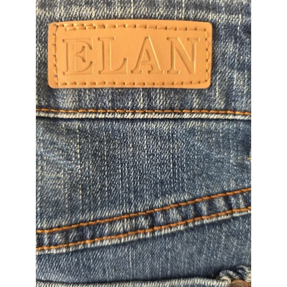 Elan Distressed Denim Shorts Women M Blue Fringe Hem Cutoff Jean Shorts NEW