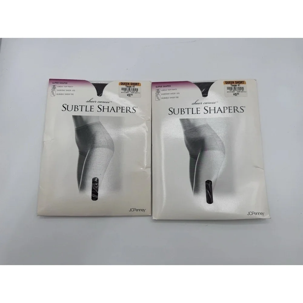 Vintage JCPenney Pantyhose Subtle Shapers Queen Short Taupe Women's 2 Pack NOS