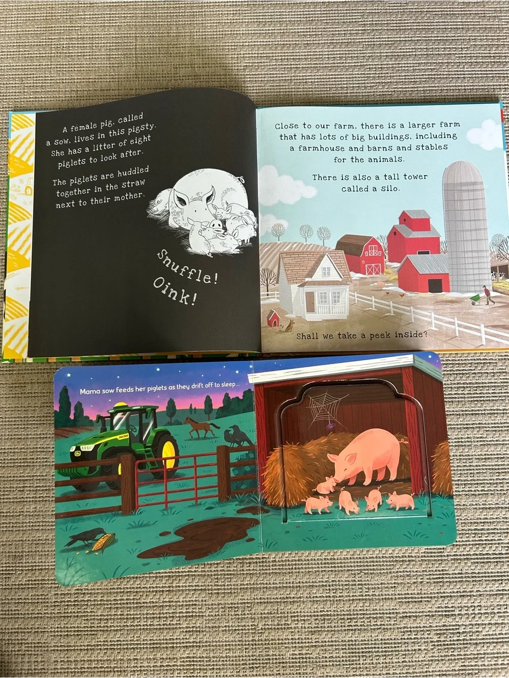 On The Farm Shine a Light book & John Deer Pop Up