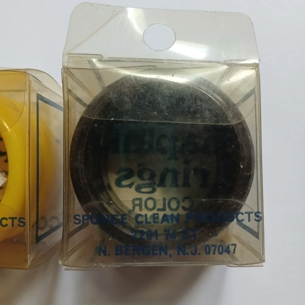 Vintage Sponge Clean Products Plastic Napkin Rings Set of 6 Yellow Brown Cream