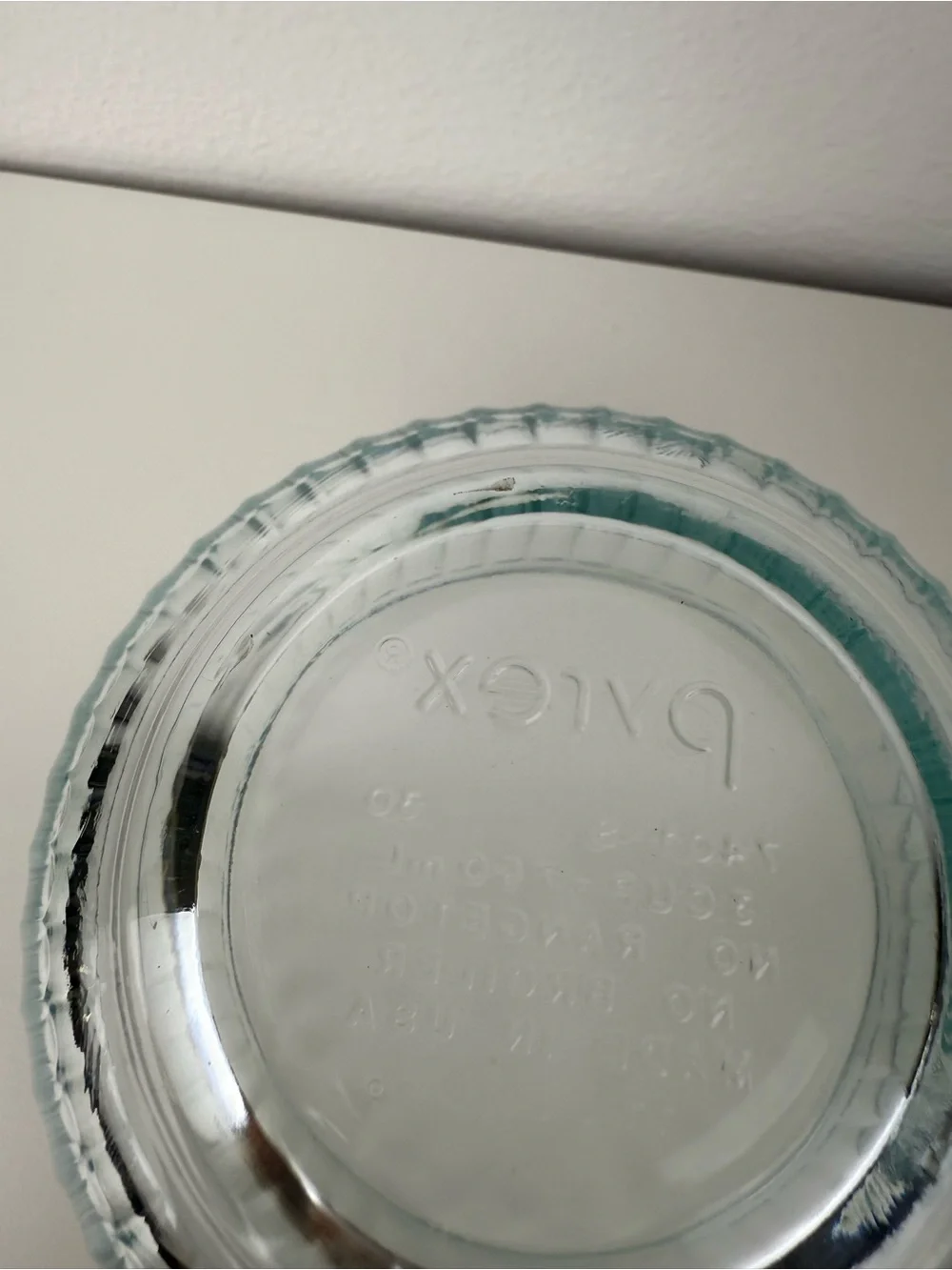 Pyrex Aqua Tint Ribbed Glass Mixing Bowls Set of 2
