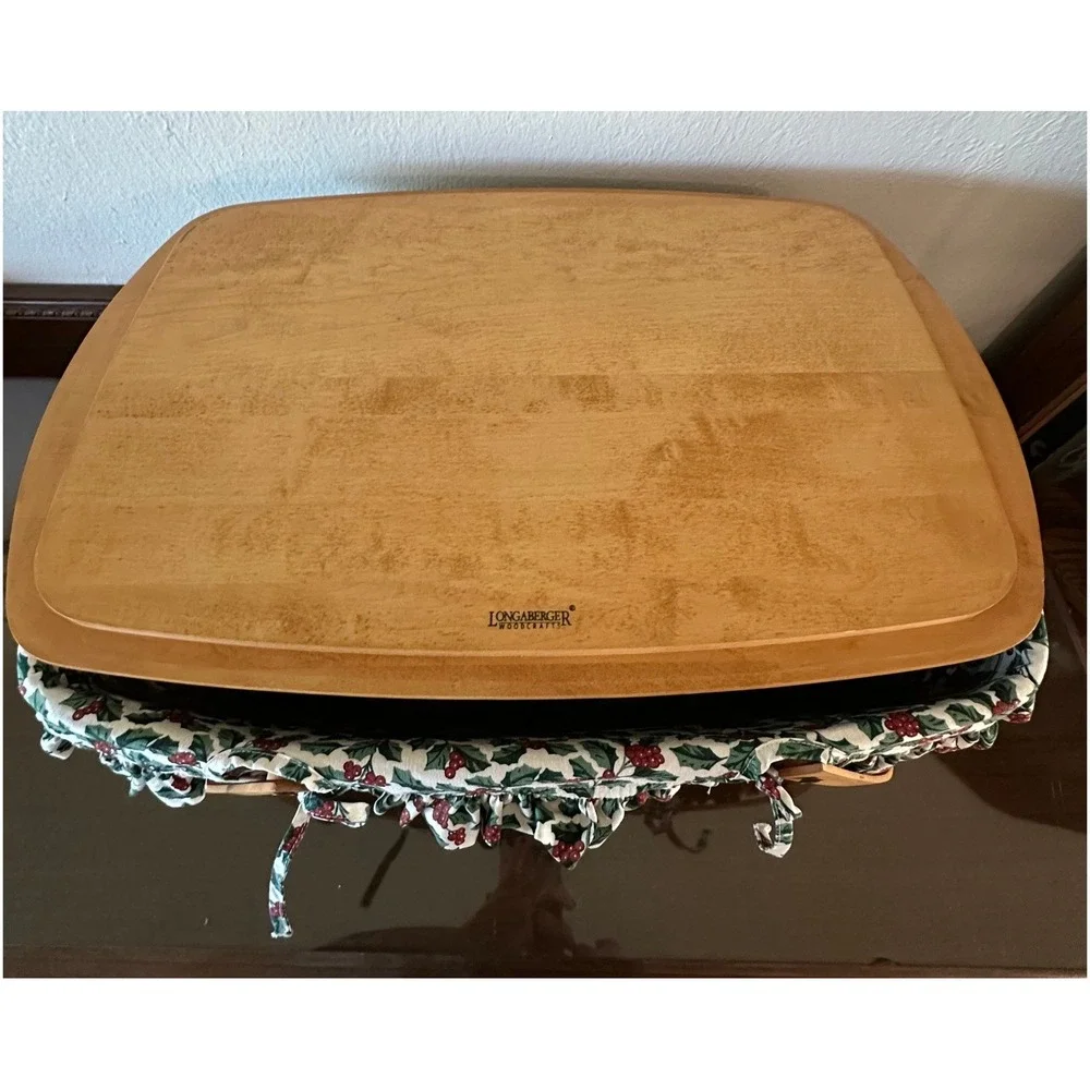 Longaberger Yuletide Treasures Basket 1996 Christmas Holly Liner Lid Protector