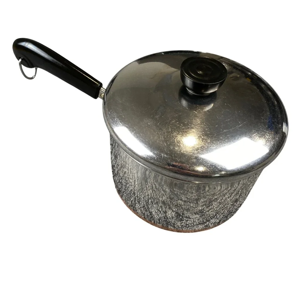 Vintage 1995 Revere Ware 3 Qt Saucepan Copper Clad Bottom Lid Clinton IL USA