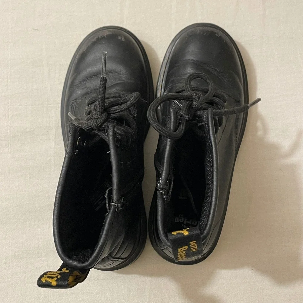 Dr. Martens 1460 J Kids Size 3 Black Leather Combat Boots Distressed Play