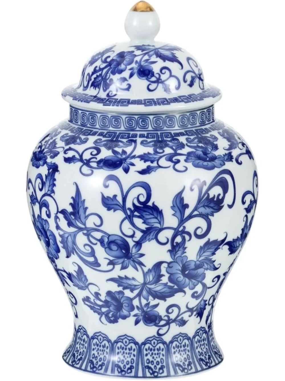 Chinoiserie Blue & White Ginger Jar - 7.87