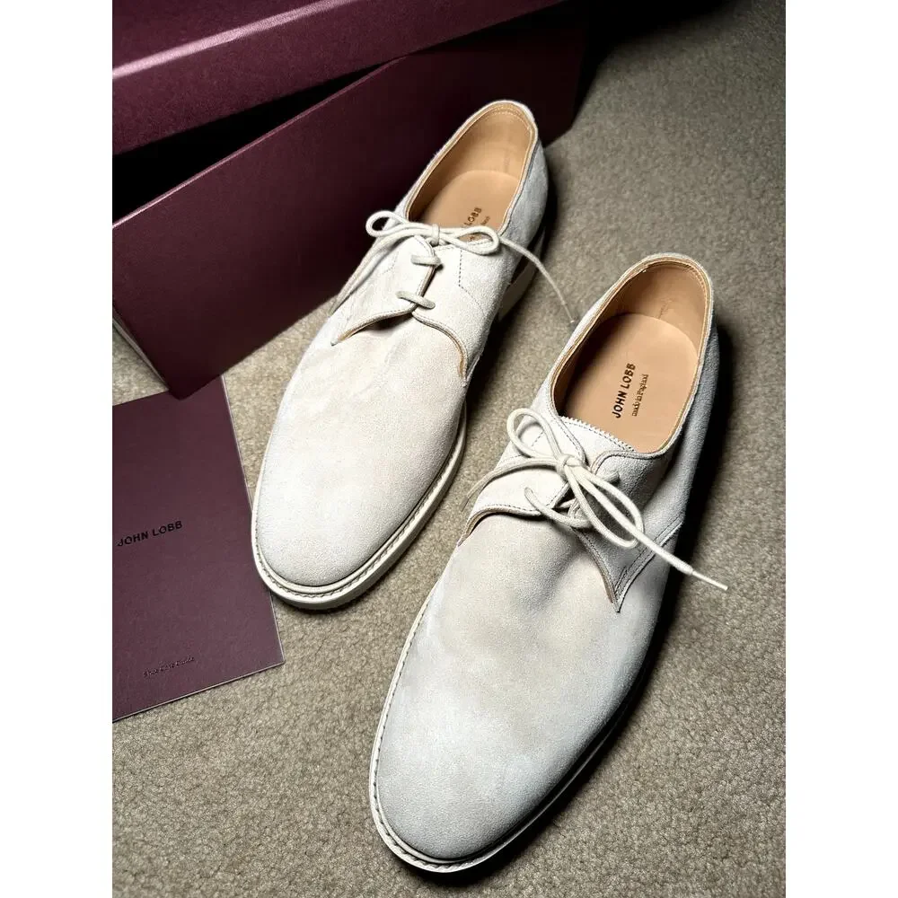 NIB John Lobb Haldon Sand Suede Derby Shoes size UK 8 US 9 EU 42 $1820