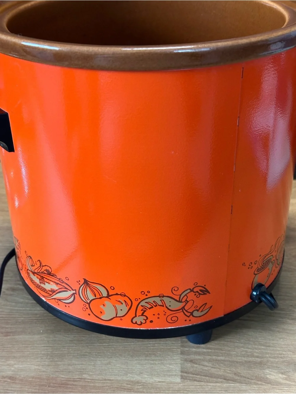 Vintage 1970s Rival Crock-Pot 3100/2 Orange 3.5 Qt Slow Cooker w/ Glass Lid