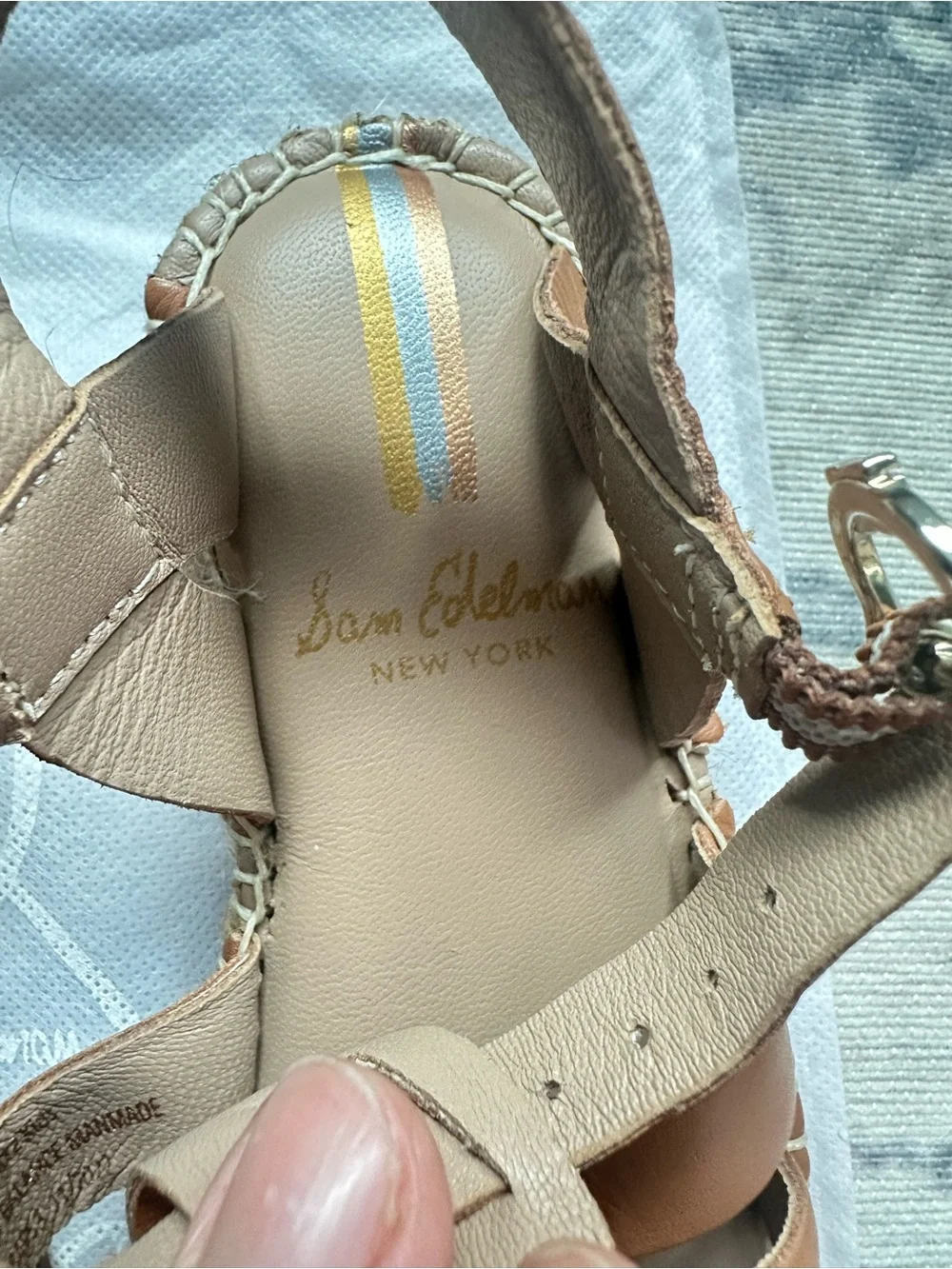 Sam Edelman Kids Leather Espadrille Fisherman Sandals Tan size 11