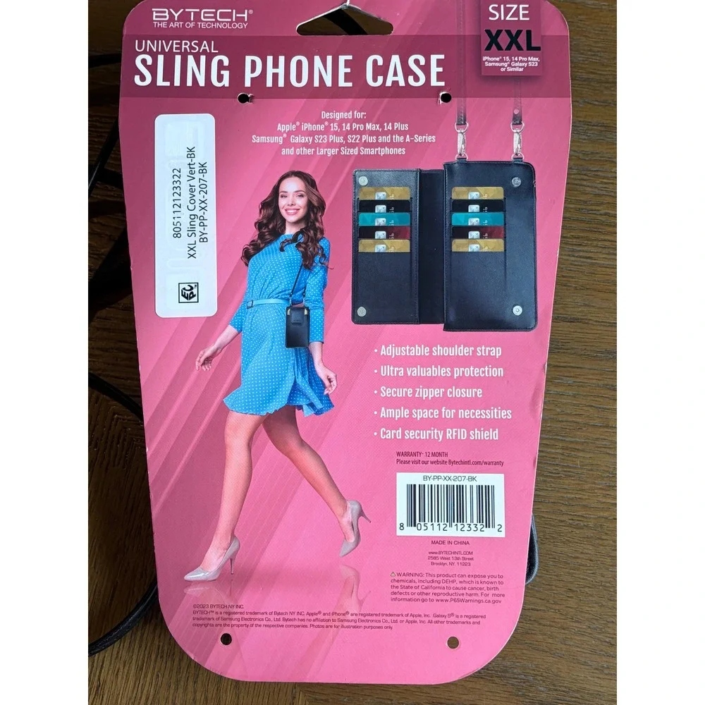 Bytech Universal Sling Phone Case XXL Black RFID Crossbody BY-PP-XX-207-BK