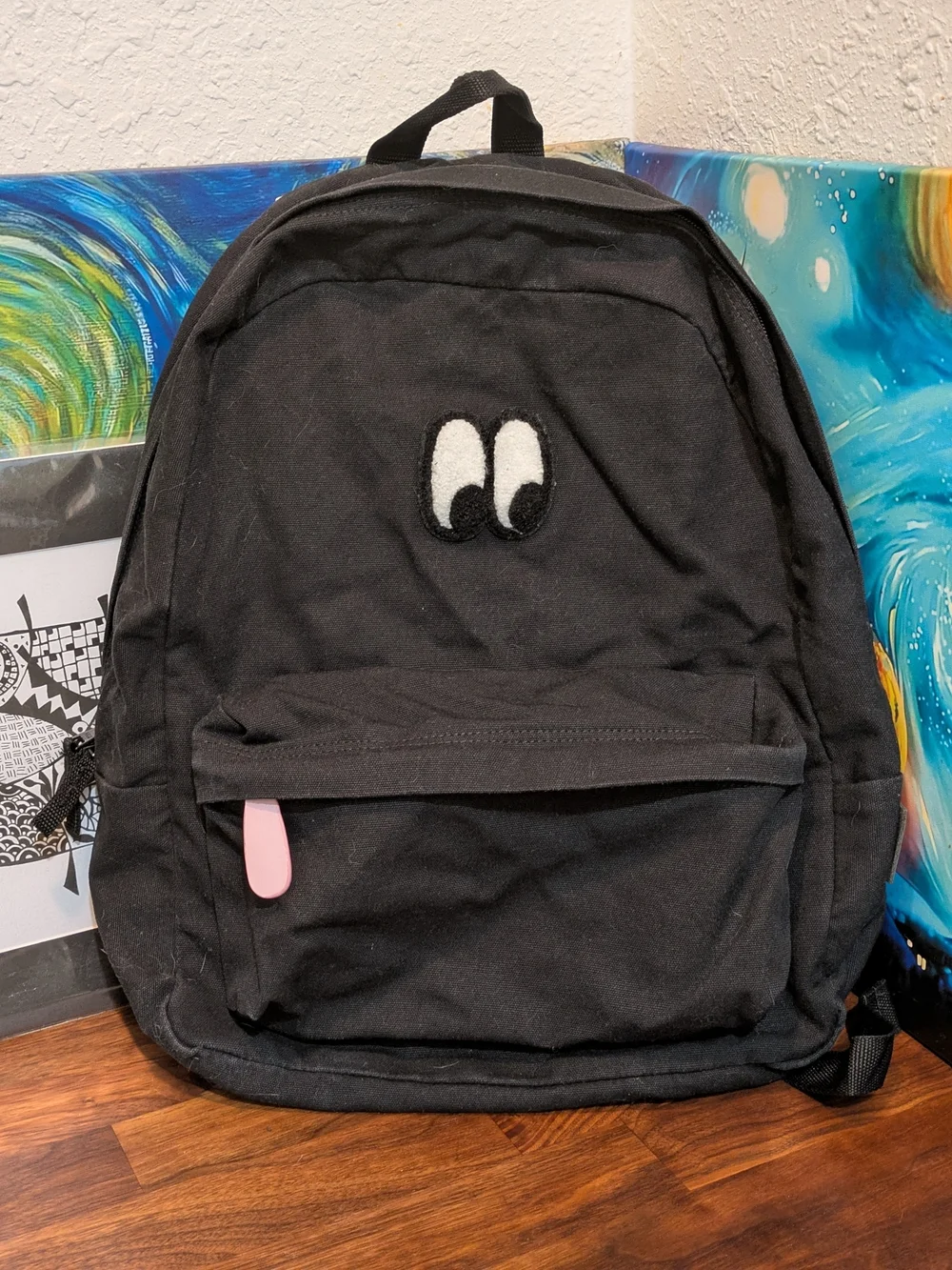 Vans Lazy OAF Backpack Black Backpack with Checker Straps Clean Inside And Out