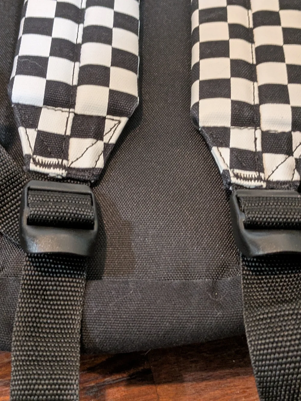Vans Lazy OAF Backpack Black Backpack with Checker Straps Clean Inside And Out