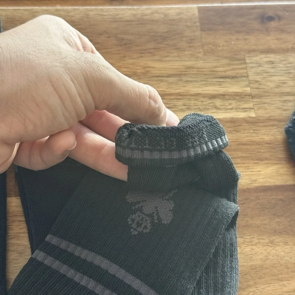 LOT OF 3 Bombas Men's Crew Socks XL Black/Gray Striped Sporty Casual Gym NWOT