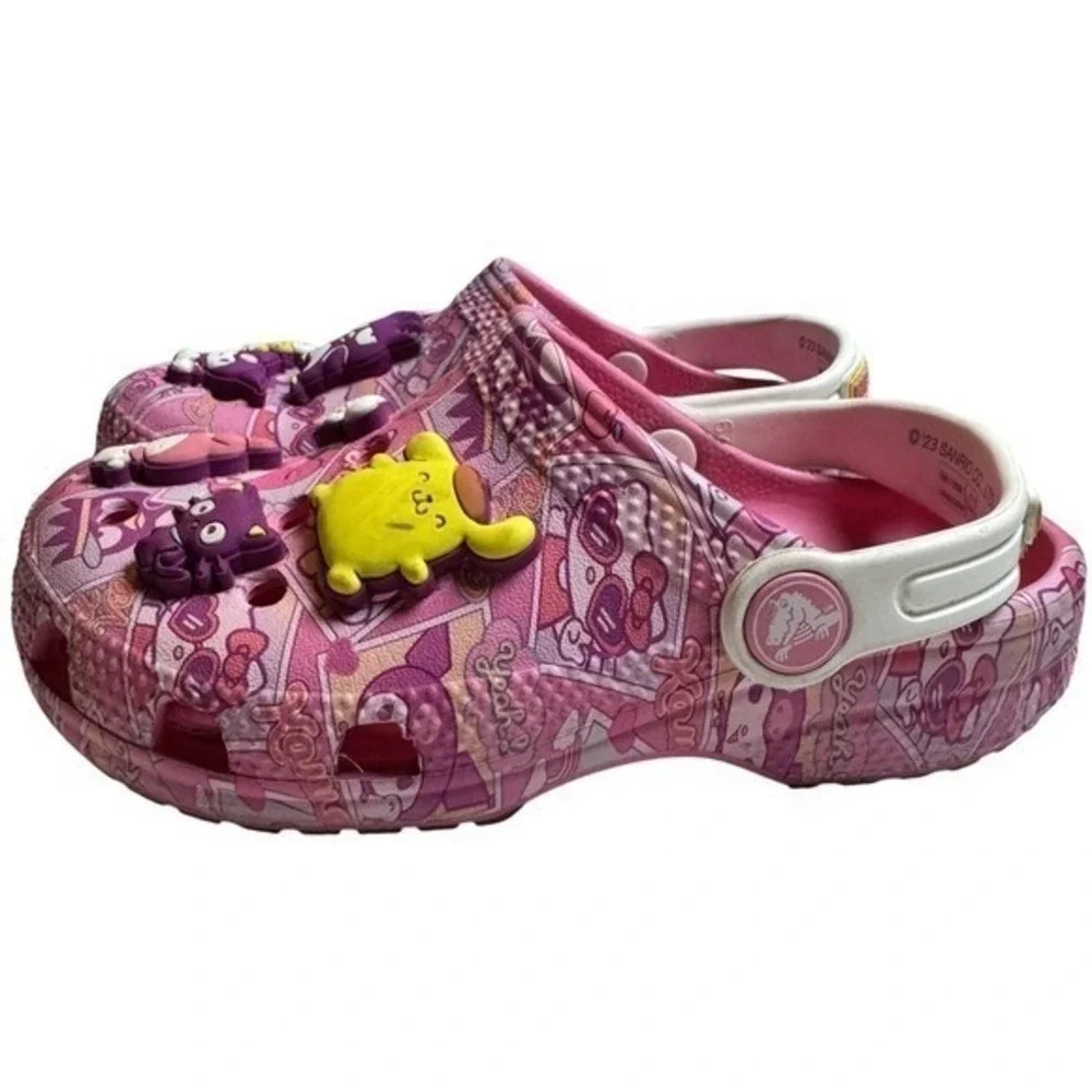 Crocs Clogs Sanrio Hello Kitty Friends Girls 11 Pink Sandals w/9 Jibbitz Charms