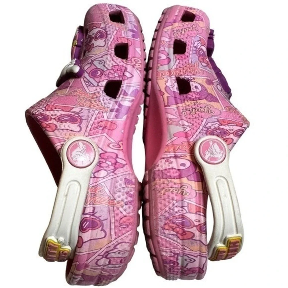 Crocs Clogs Sanrio Hello Kitty Friends Girls 11 Pink Sandals w/9 Jibbitz Charms