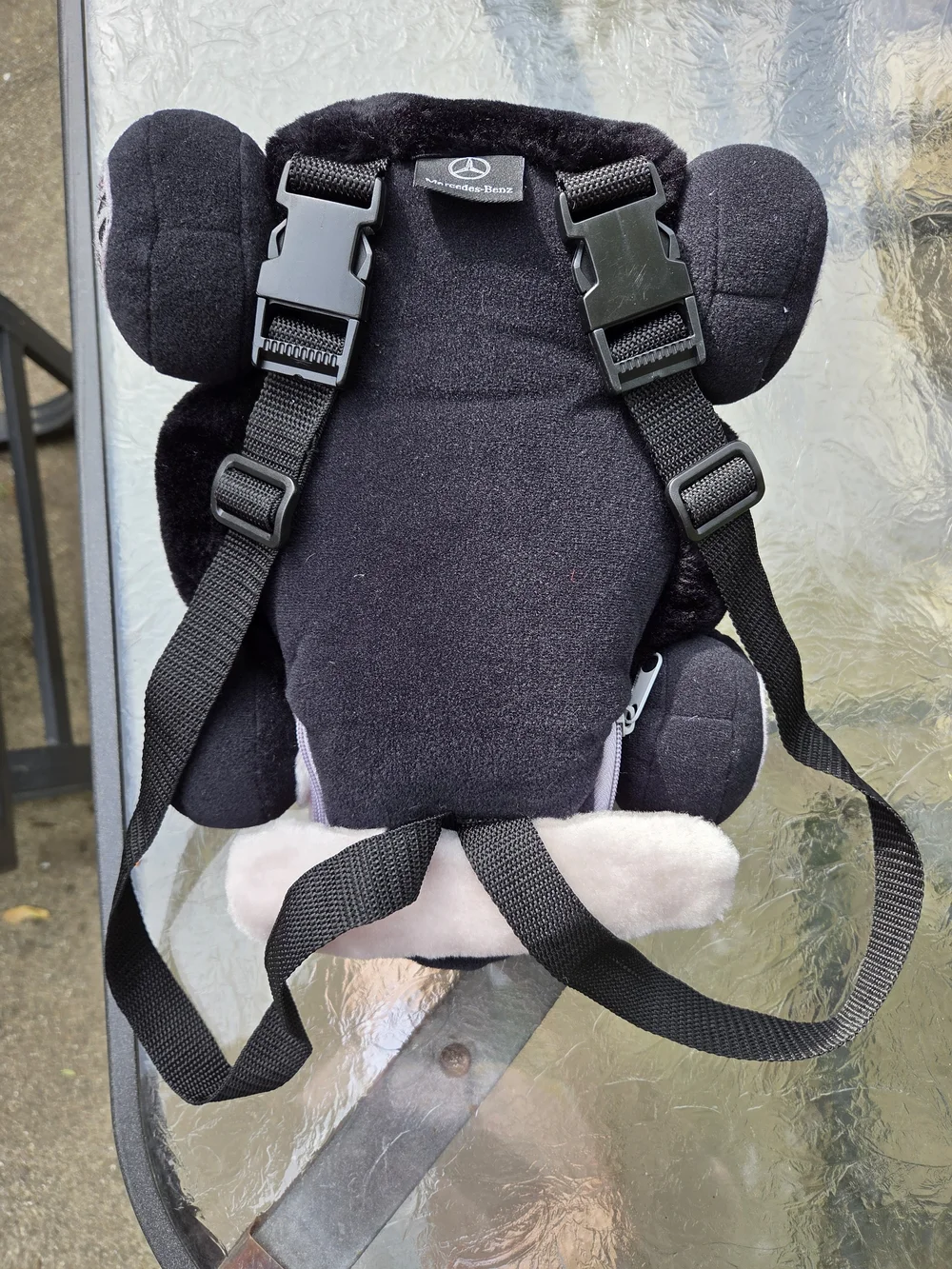 Mercedes-Benz Plush Race Car Backpack Kids Stuffed Toy Bag Black White Red 15”