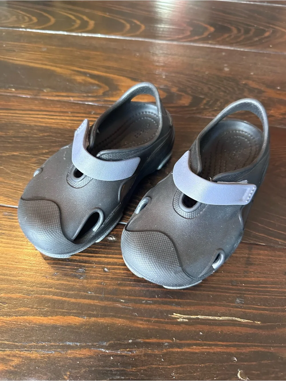 Crocs Kids' All Terrain Fisherman Sandals Black with Grey Strap