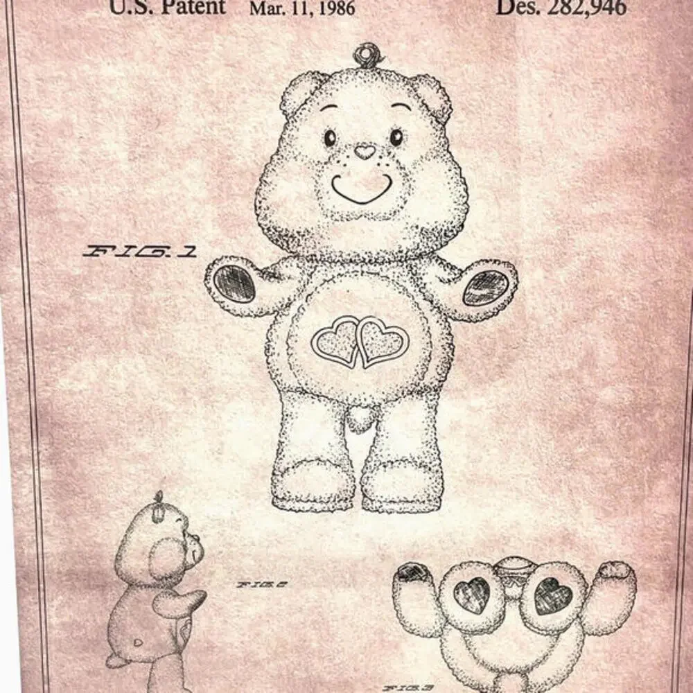 Care Bears Love-A-Lot Bear Oliver Gal Blueprint Framed Art Print 17x20 2013‎