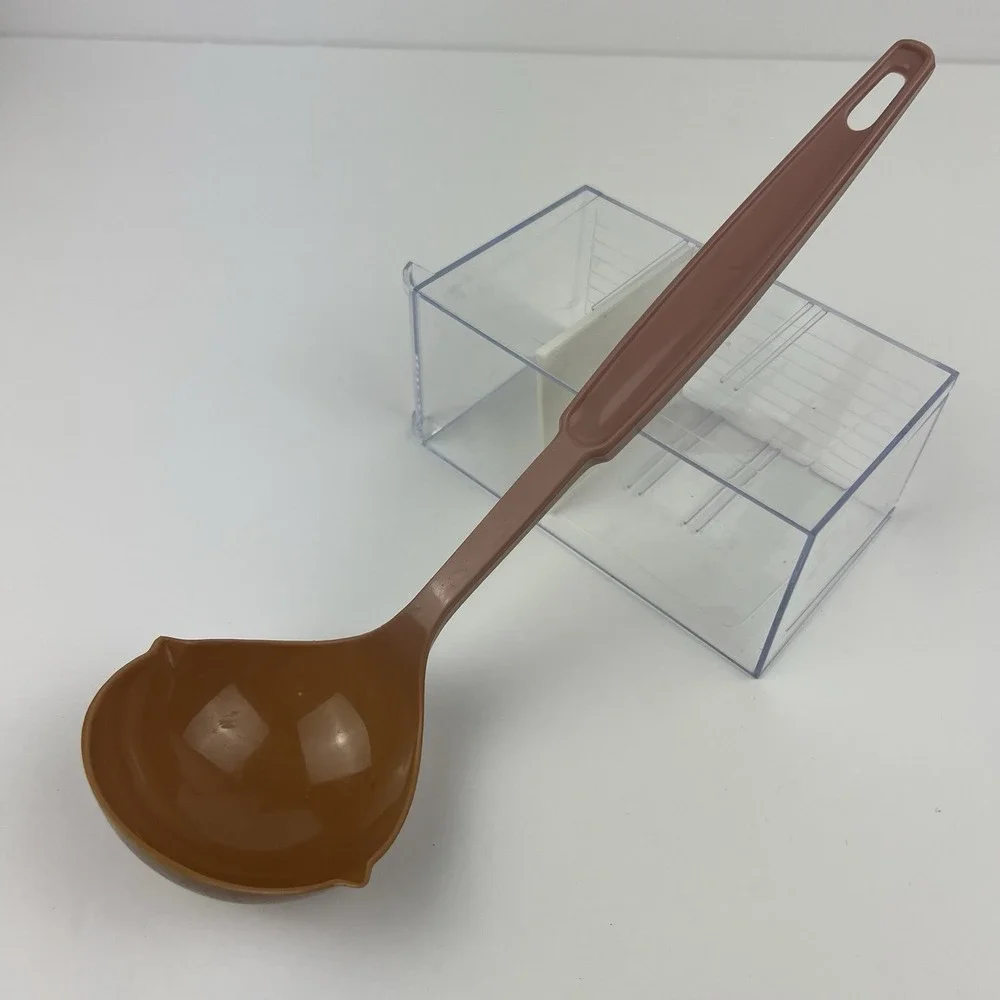 Vintage EKCO‎ USA Pink Nylon Soup Ladle Rose 1980s Utensil 11 in Double Spout