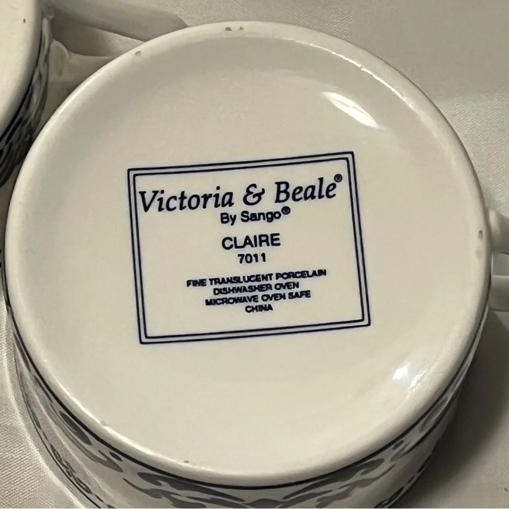 Victoria & Beale Set of 2 CLAIRE Fine Porcelain Cups 7011 by Sango Blue Design
