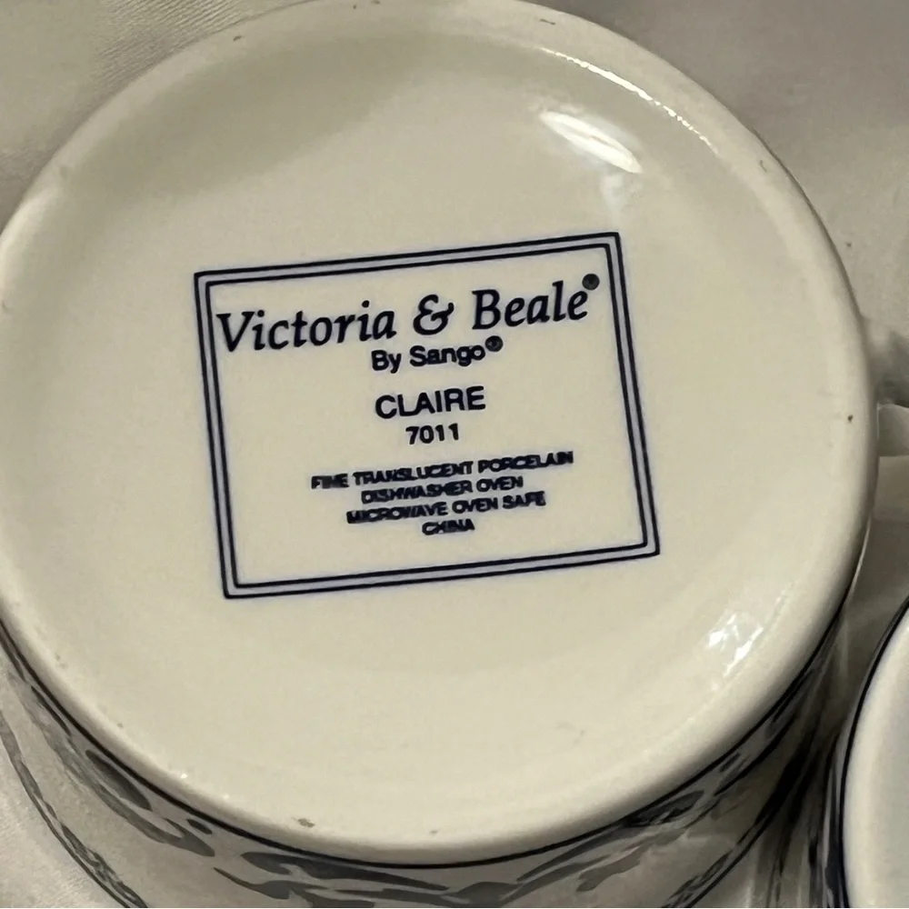 Victoria & Beale Set of 2 CLAIRE Fine Porcelain Cups 7011 by Sango Blue Design