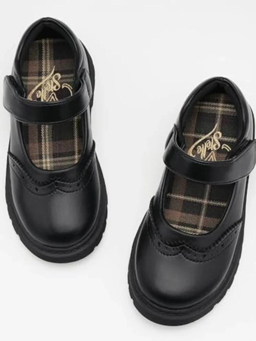 Girls School Uniform Mary Jane Flats Faux Leather Oxfords Hook and Loop