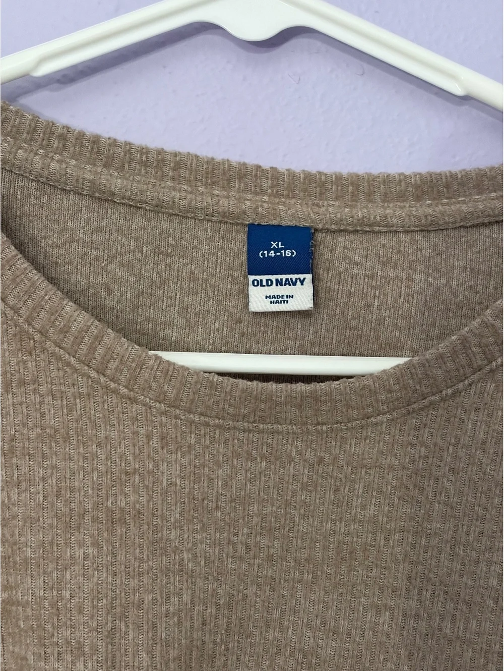 Fall Old Navy Girl’s XL Beige Long Sleeve Knit Top with Front Twist