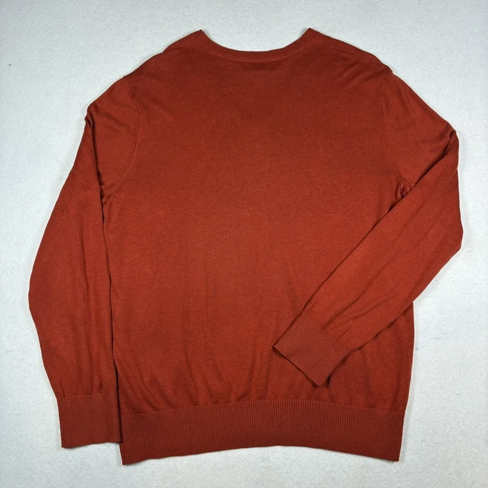 Banana Republic Mens L Rust Silk Linen V-Neck Sweater Quiet Luxury Preppy