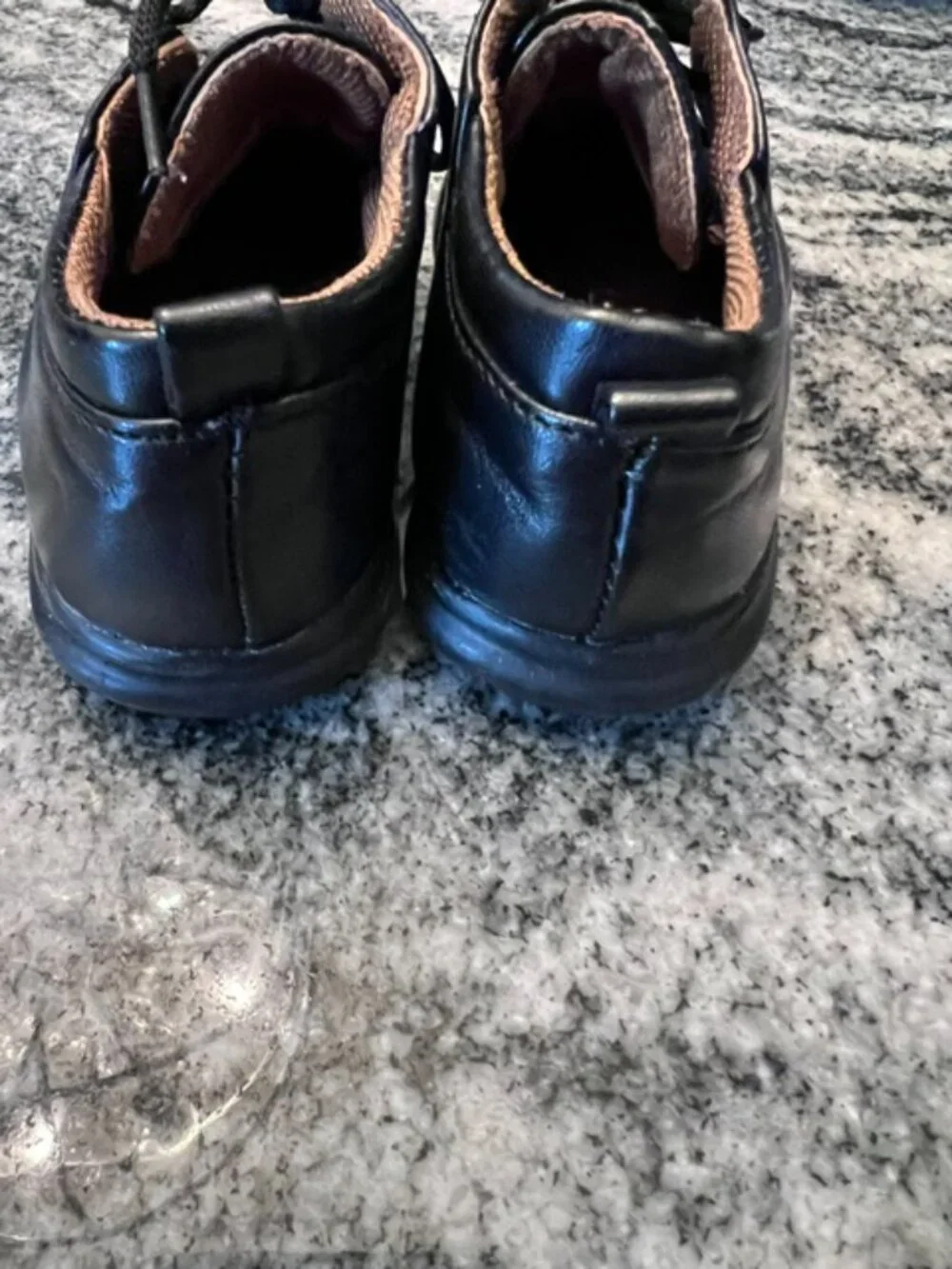 TENDERTOES Infant Boys Black Oxford Crib shoes Size 2 faux‎ leather Newborn