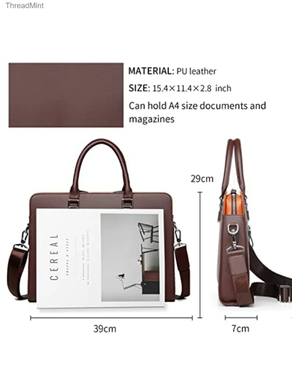 Leather Briefcase Laptop Bag Business Shoulder Bag for Men