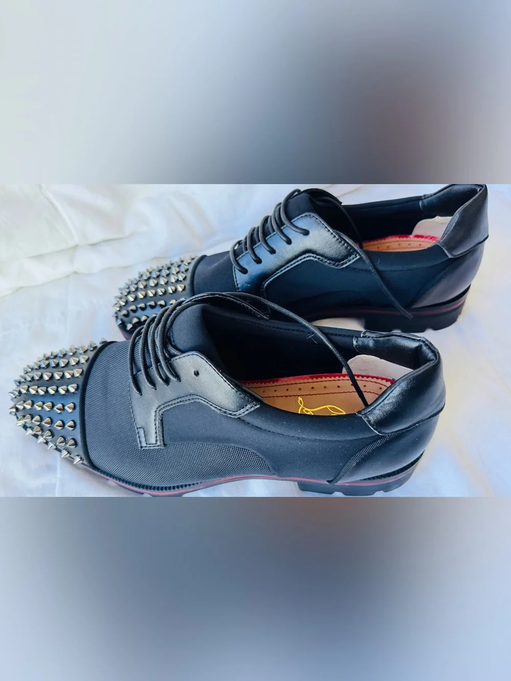 Christian Louboutin-Men's Black Studded Lace-Up Dress Shoes