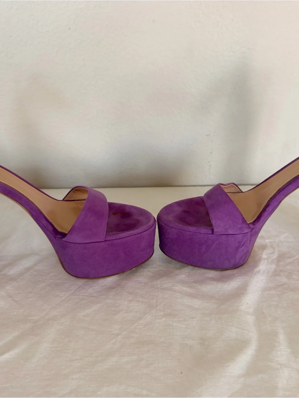 Gianvito Rossi Purple Suede Platform Ankle-Strap Sandals