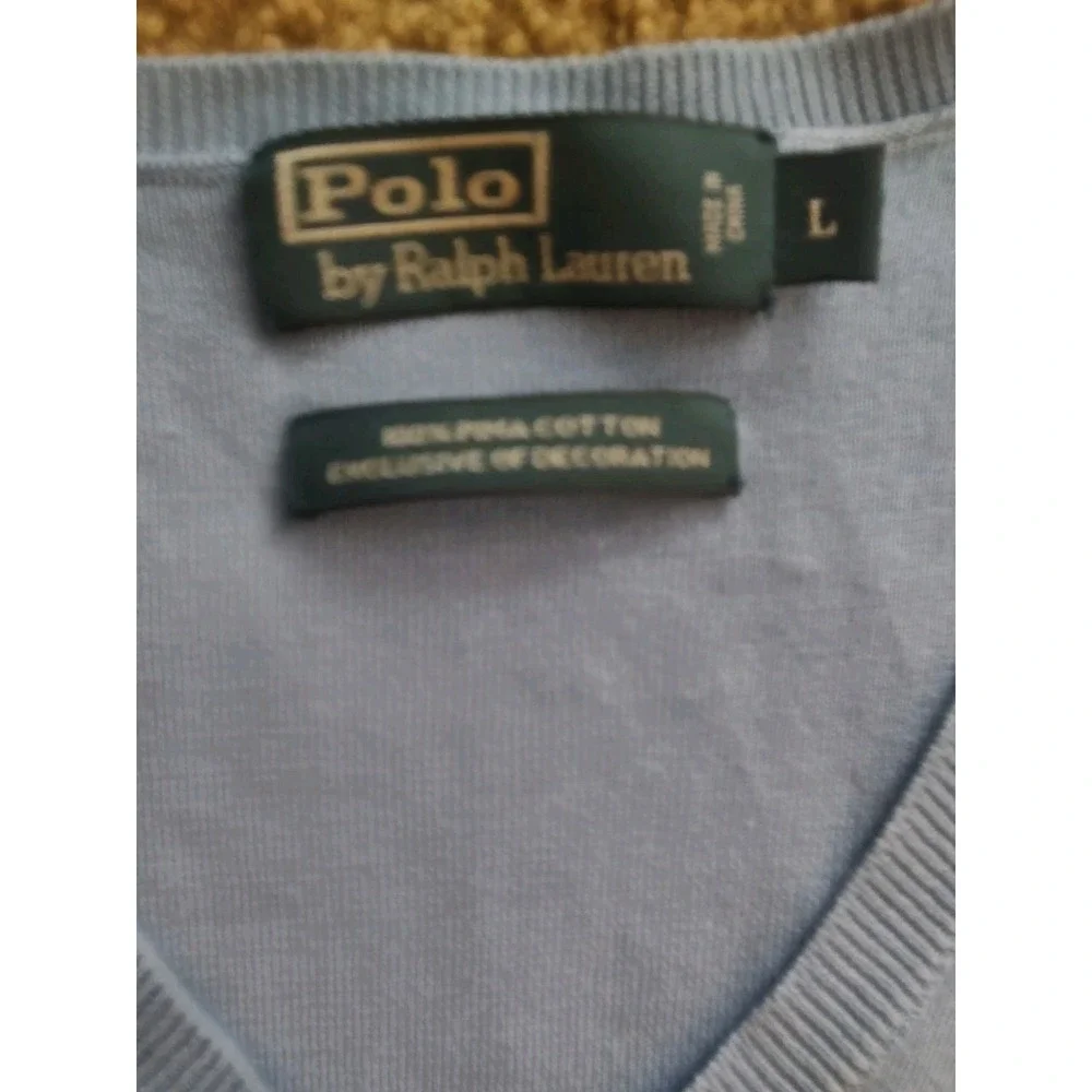 Polo‎ Golf Ralph Lauren Sweater Vest 100% Pima Cotton Sky Blue Pony Men's Large
