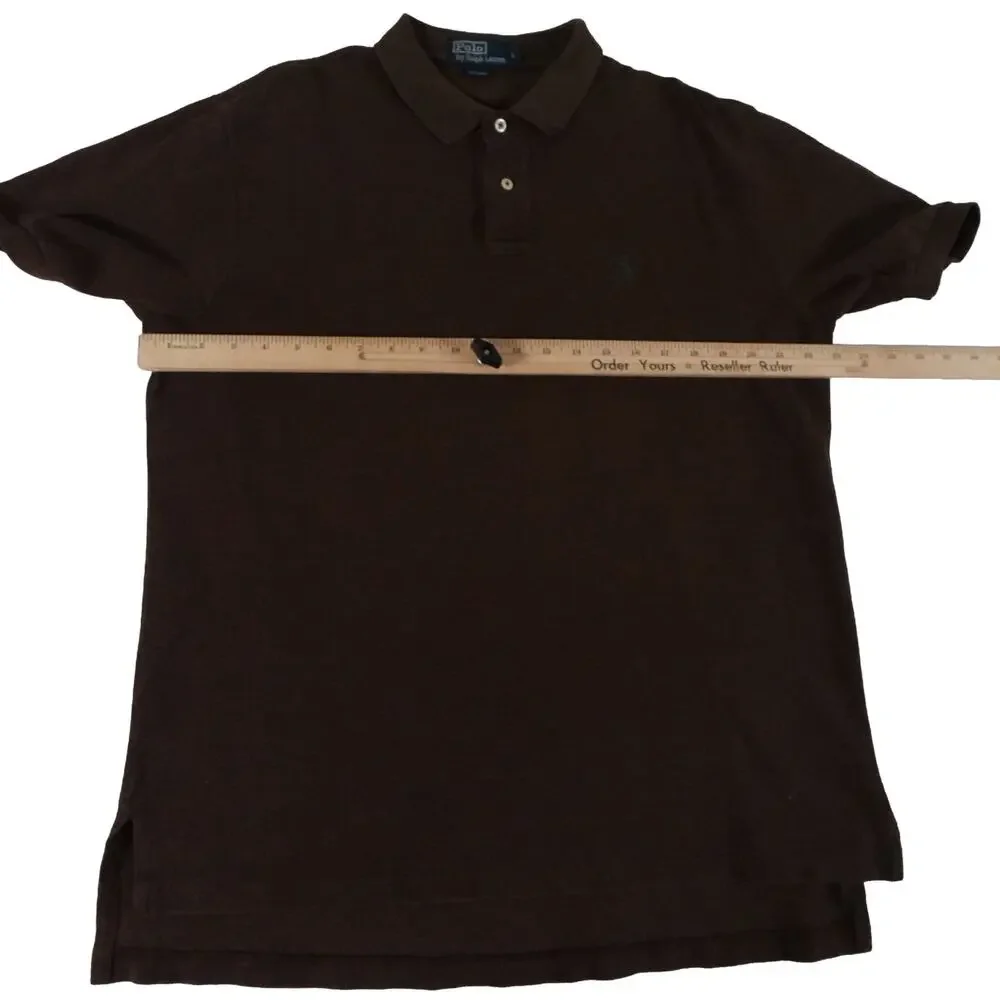 Ralph Lauren Vintage Brown Green Pony Golf Polo Shirt Men's Large