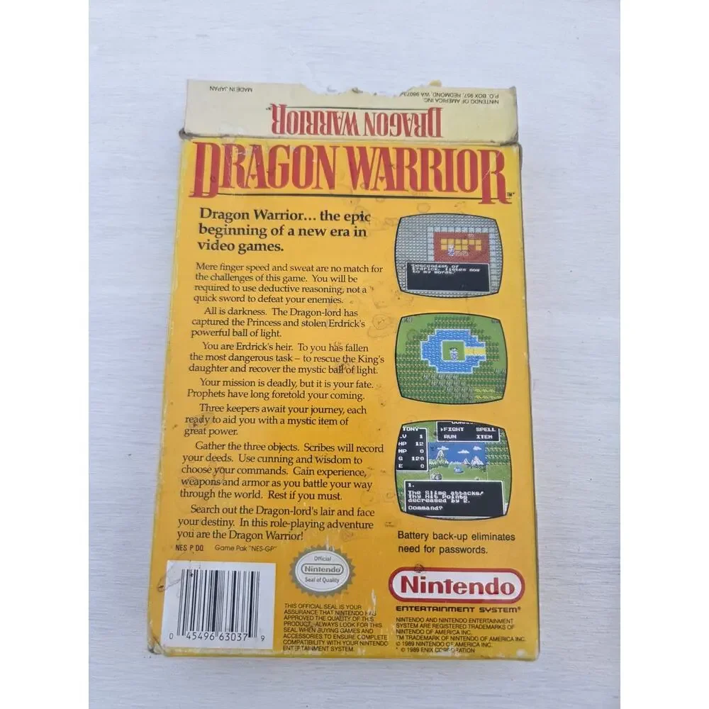 DRAGON WARRIOR 1 - NES Game - COMPLETE w/ Cart Manual Box Foam CIB